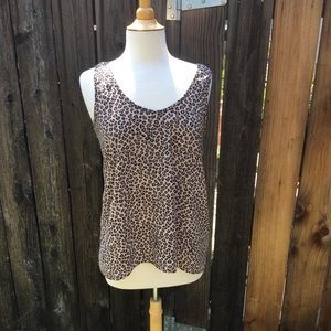 Leopard print slight high low tank top